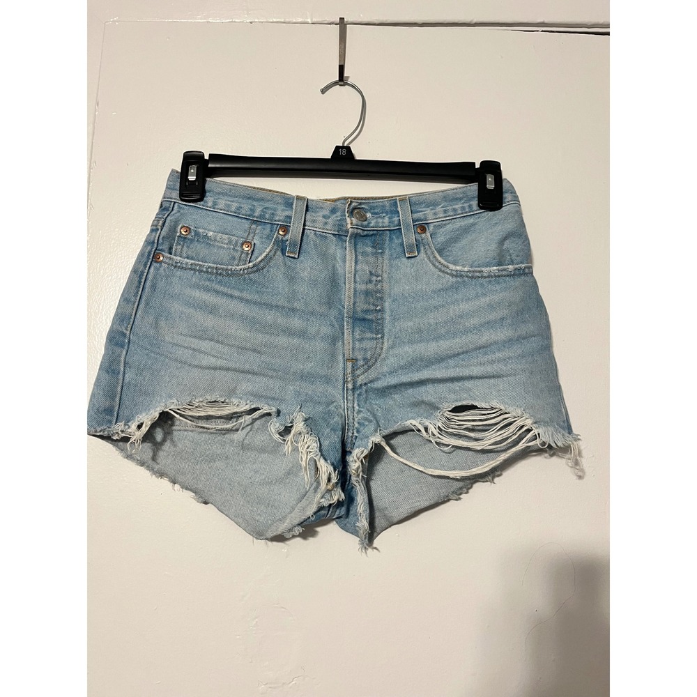 Levis Premium 501 Original Cutoff Denim Shorts Light Wash Button Fly W27